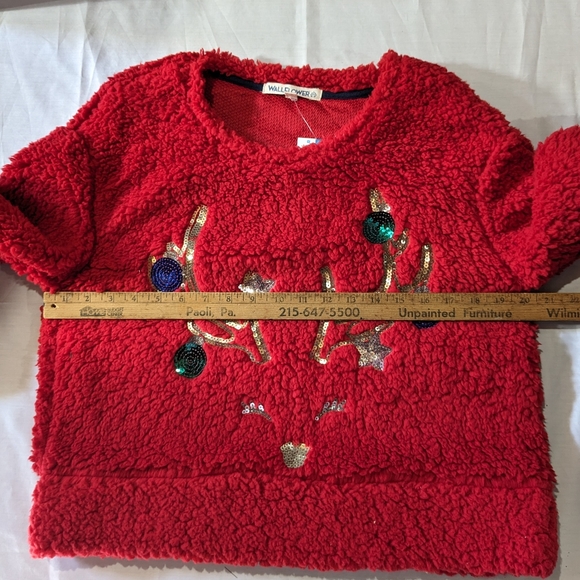 NWT red pullover Christmas motif sweater reindeer women's medium Wallflower - Picture 5 of 8